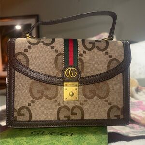 Gucci Beige and Brown GG Canvas Shoulder Bag